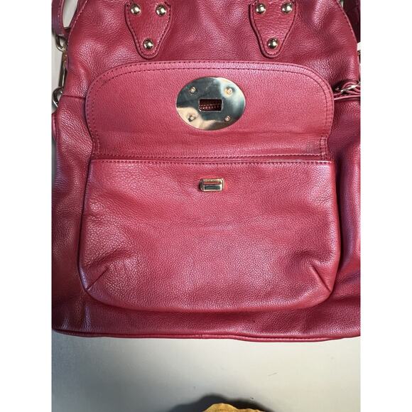Emma Fox Classic Large Foldover Leather Bag Bordeaux ML8614 —READ— - Picture 3 of 16